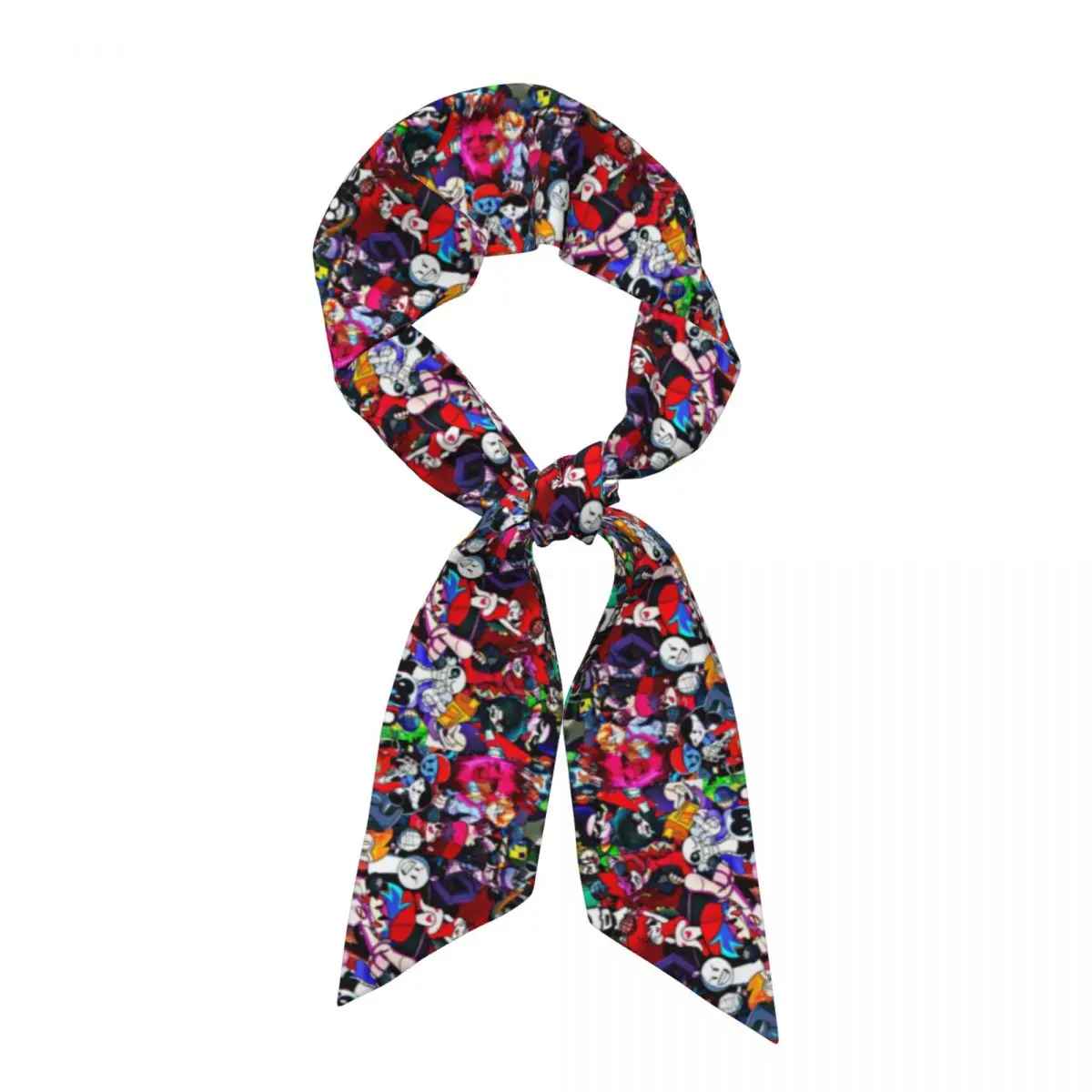 Friday Night Funkin Characters Fnf Game Women Long Narrow Scarf Silky Skinny Scarf Multi-use Neck Head Wrap for