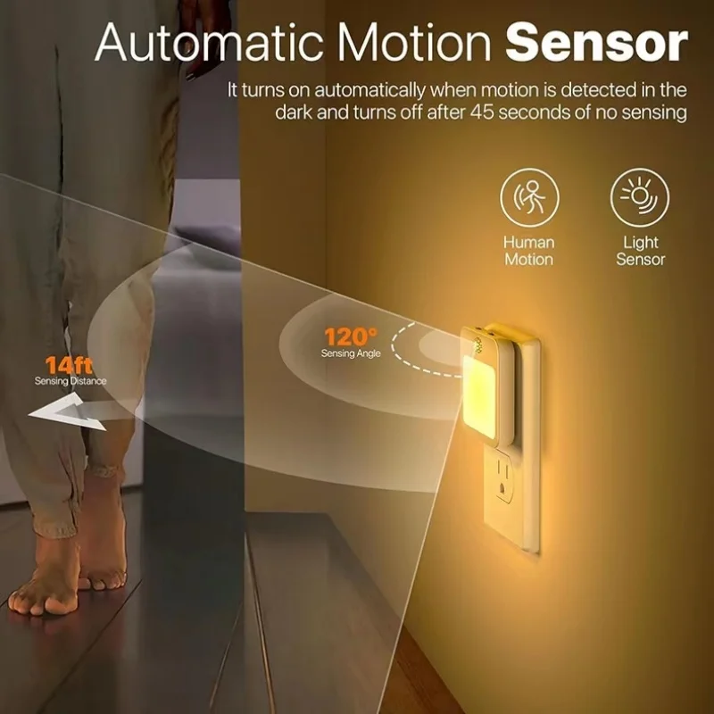 Night Light Motion Sensor With LED Light EU Plug Lamps Children'S Night Light Wireless Night Lamp For Bedside Table Bedroom view 4