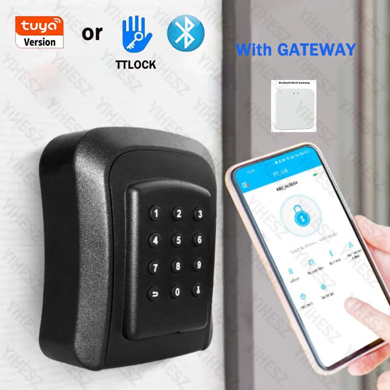 TTlock/Tuya Smart Key Box Outdoor IP65 Waterproof Anti-theft Box Safe Security Intelligent ABS/Metal Smart Wall Mount