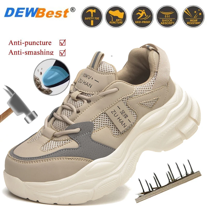 Ultra-Lightweight Safety Shoes with Impact and Puncture Resistance, Plastic Insulation, 6 kV, High-Elasticity Shock Absorption