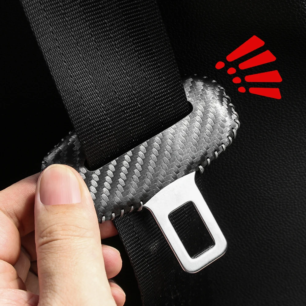 Carbon Fiber Universal Car Seat Belt Buckle Clip Protector leather Interior Button Case Anti-Scratch Cover Safety Accessories