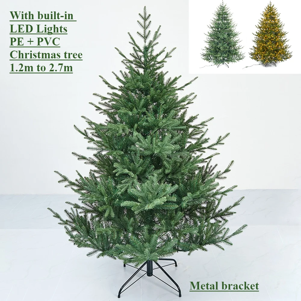 

Artificial Christmas Tree PE&PVC Material with Built-in LED Lights Christmas Tree 1.2m~2.7m Christmas Decoration Home Decoration