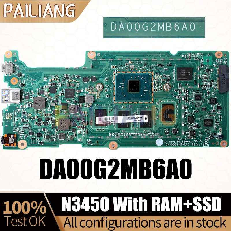 DA00G2MB6A0 Laptop Motherboard SR2Z6 N3450 With RAM SSD Notebook Mainboard Full Tested