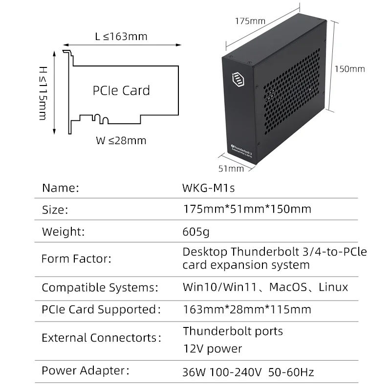 썬더볼트 3 에서 PCIE 3.0x16 PCI-E 확장 박스, 미니 그래픽 도크 스탠드, 오디오 카드 비디오 카드 네트워킹 카드