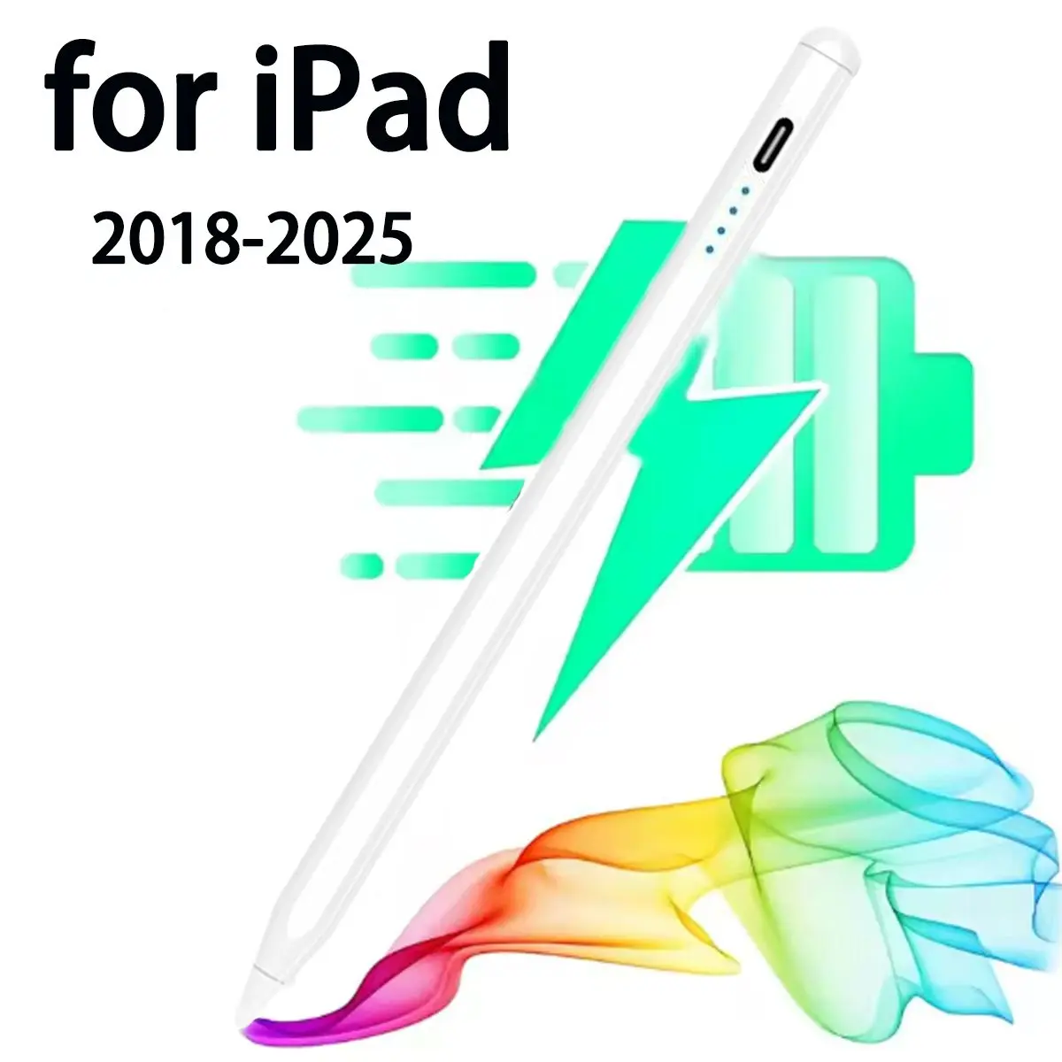 قلم ستايلس لجهاز iPad(2018-2025) - 13 دقيقة شحن سريع مع حساسية الميل ورفض راحة اليد لجهاز iPad 11/10/9/8/7/6th Gen، Air 7/6/