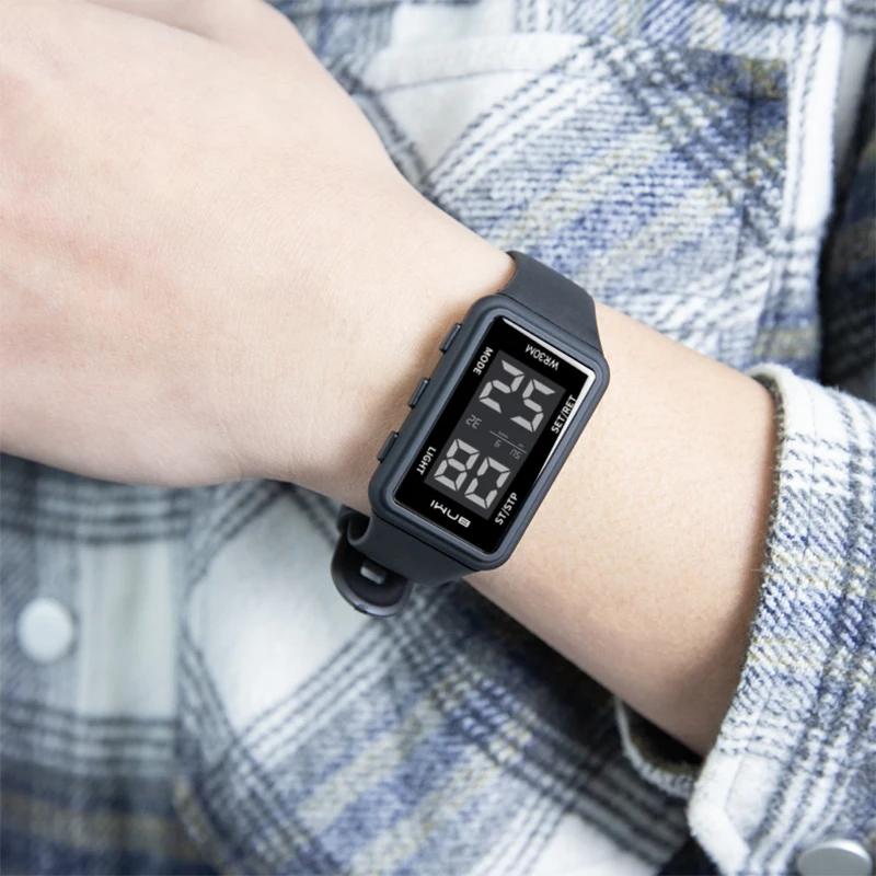 남자 스포츠 시계 나이트 비전 방수 디지털 시계 달력 주간 LED 디스플레이 알람 스톱워치 크로노 그래프 시계 원본
