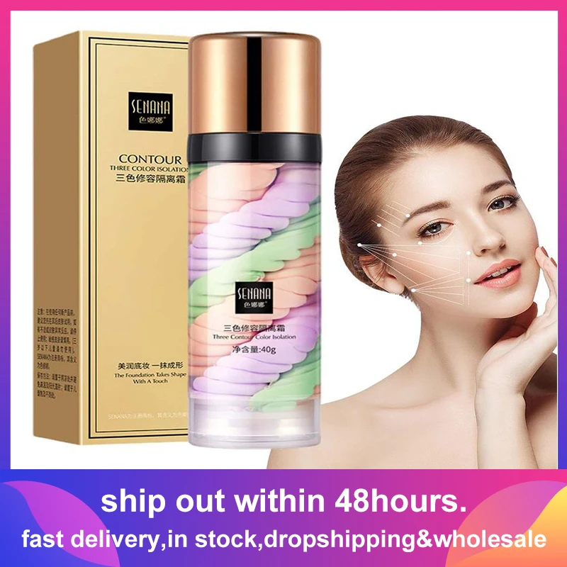 Three Colors Liquid Concealer Mixed Isolation Lotion Face Makeup Primer Base Isolation Cream Invisible Pore Concealer Foundation