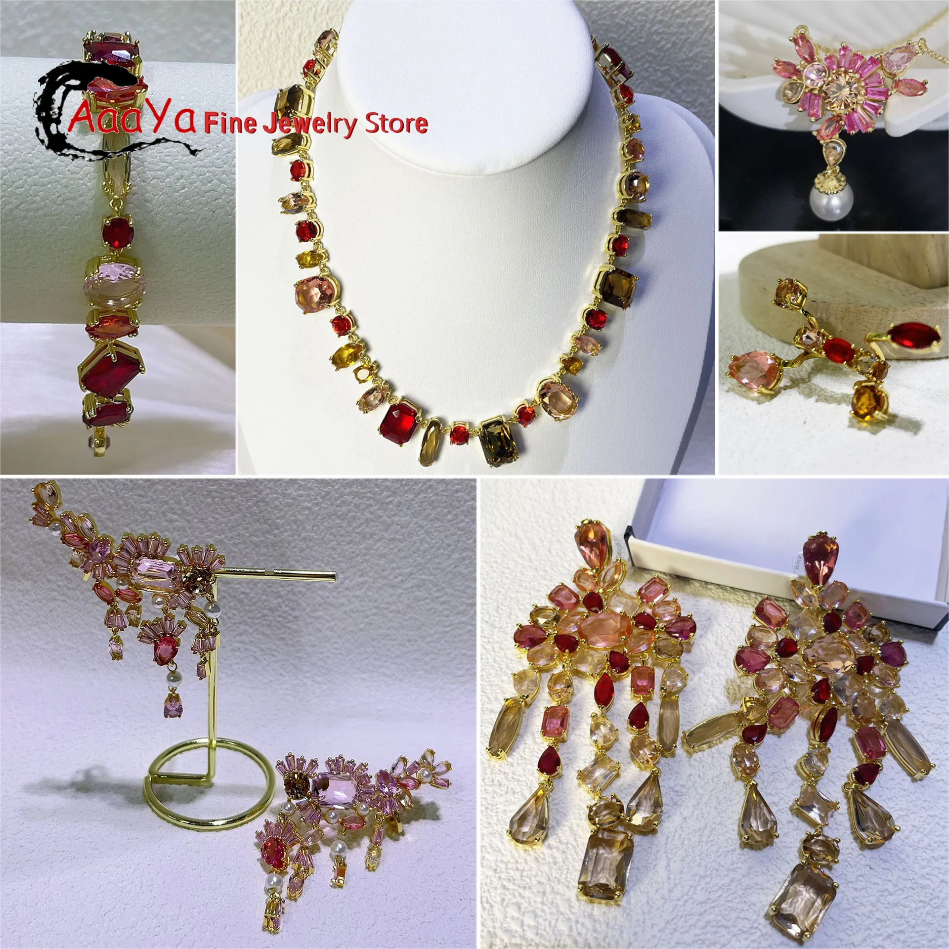

Original 2025 Flowers Ambilight Necklace for Women Trendy Fine Jewelry Set Charms Candy Earrings Bracelet Party Accessories