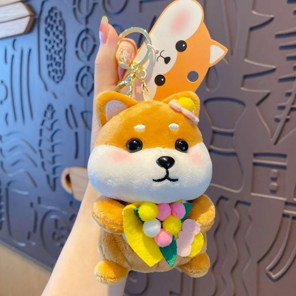 Lindo llavero de dibujos animados Shiba Inu delicado llavero de muñeco de peluche de Animal de dibujos animados creativo divertido muñeco de Shiba Inu colgante Unisex