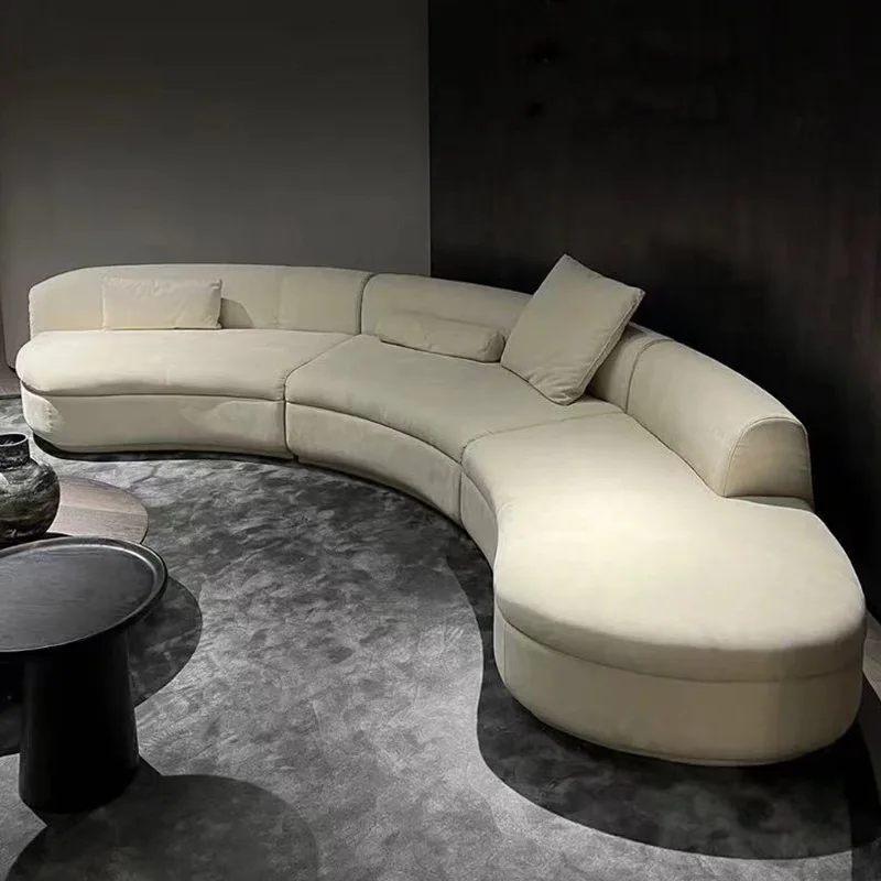 

semicircular sofa modern special-shaped corner Italian minimalist technology matte flannel large flat-layer flannel