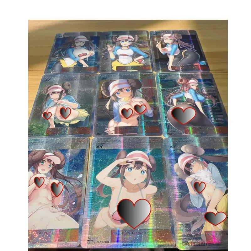 Giapponese FAI DA TE PTCG Pokémon Trainer Rosa 9 Pz/set Rifrattivo Flash Card Anime Periferico Gioco Collezione di Carta Regalo di Festa