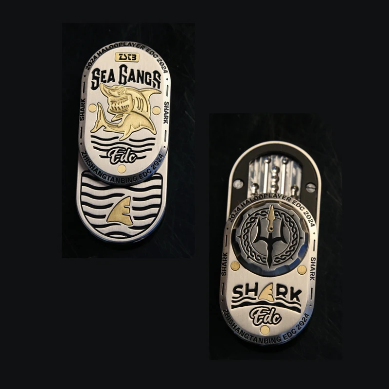 

ZSTB Shark Mechanical Fidget Slider ADHD Metal EDC Fidget Toys Office Desk Toys Anxiety Stress Relief Toys Adults Gifts