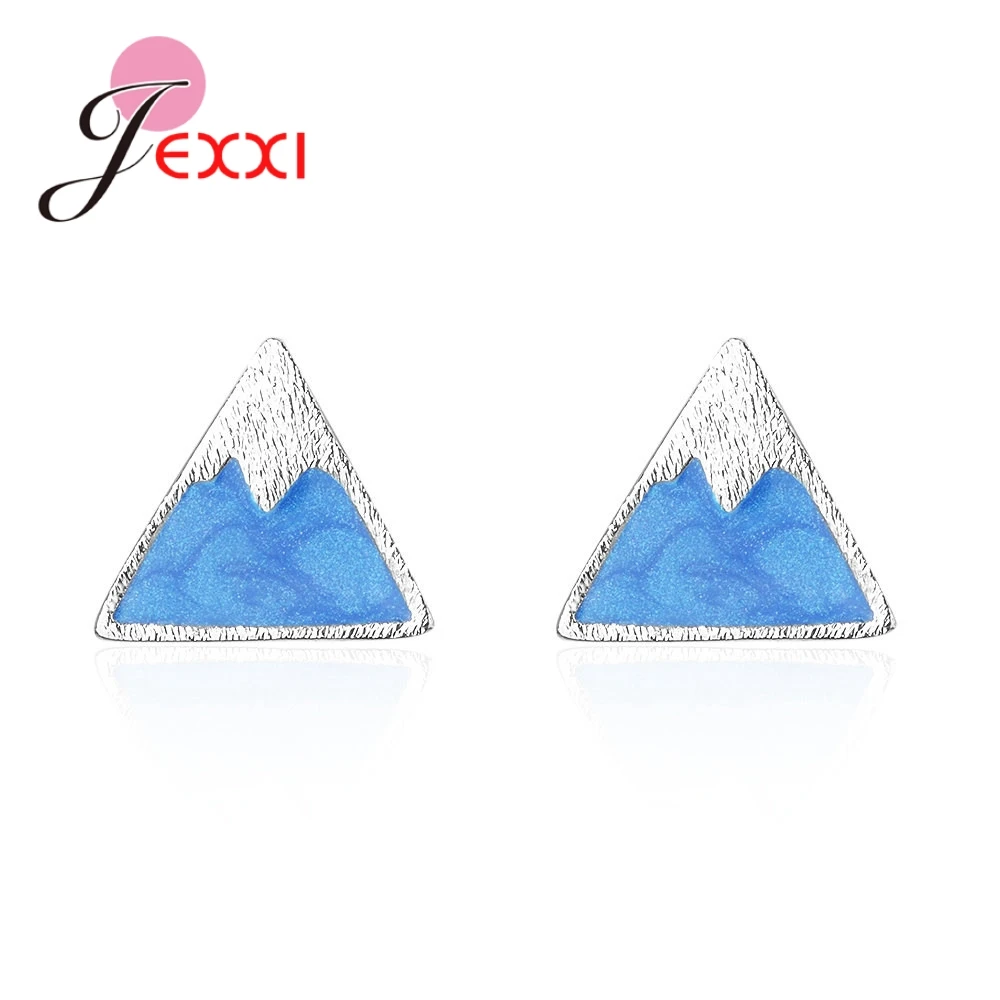 Triangular Snow Mountain Shape Trendy Popular Stud Earrings 925 Sterling Silver For Women Perfect Jewelry Wholesale