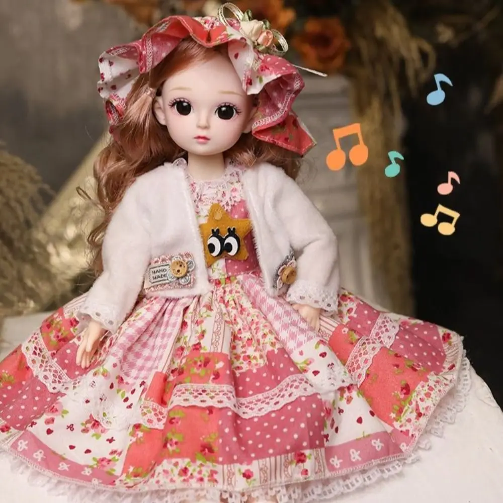 Schöne Kunststoff 30CM Bewegliche Gelenk Puppe Prinzessin Spielzeug Sicherheit Mädchen Dress Up Spielzeug Mit Musik 3D Make-Up Puppe Babys