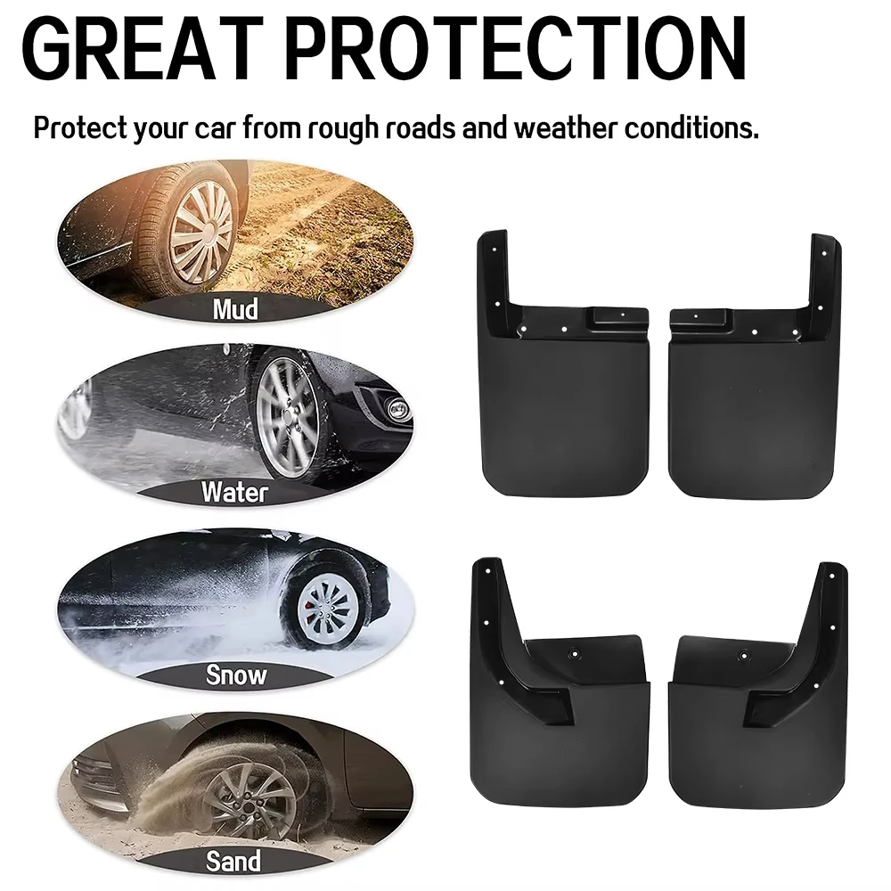 Car Splash Guards Mud Flaps Fit for Jeep Wrangler JL 2018-2024 Auto Mudguards Fender Cover SUV Exteror Accessories