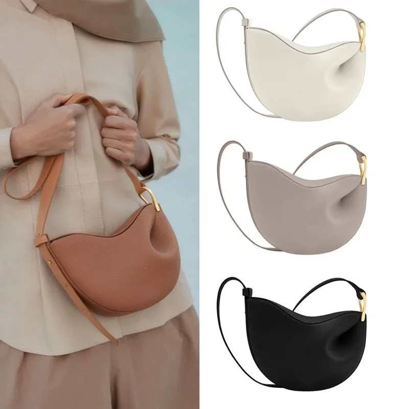 French Niche Brand Pea Bag Women's Bag Lychee Pattern Messenger Bag One Shoulder Crossbody Underarm Tofu Crescent Saddle Bag