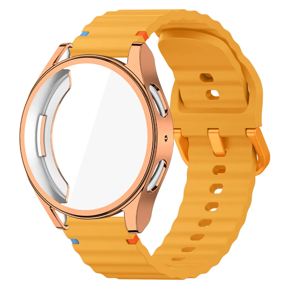 Silicone Strap+TPU Case For Samsung Galaxy watch 5 6 7 40mm 44mm Sport Bracelet With Soft Protective Case For Galaxy Watch 5 6 7