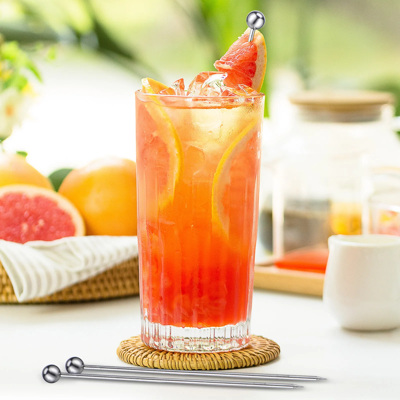 

1Set Stainless Steel Cocktail Picks and Holder Elegant Appetizer Toothpicks for Fruit Desserts Drinks Barbecue Party Cake Decor