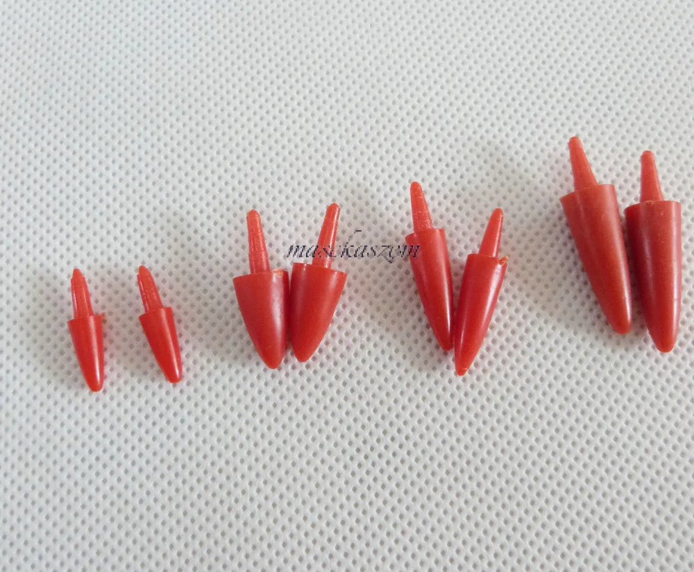 40pcs 20x5/25x6/25x8/30x8mm red color plastic toy nose (without washer) for diy doll materials-- size option