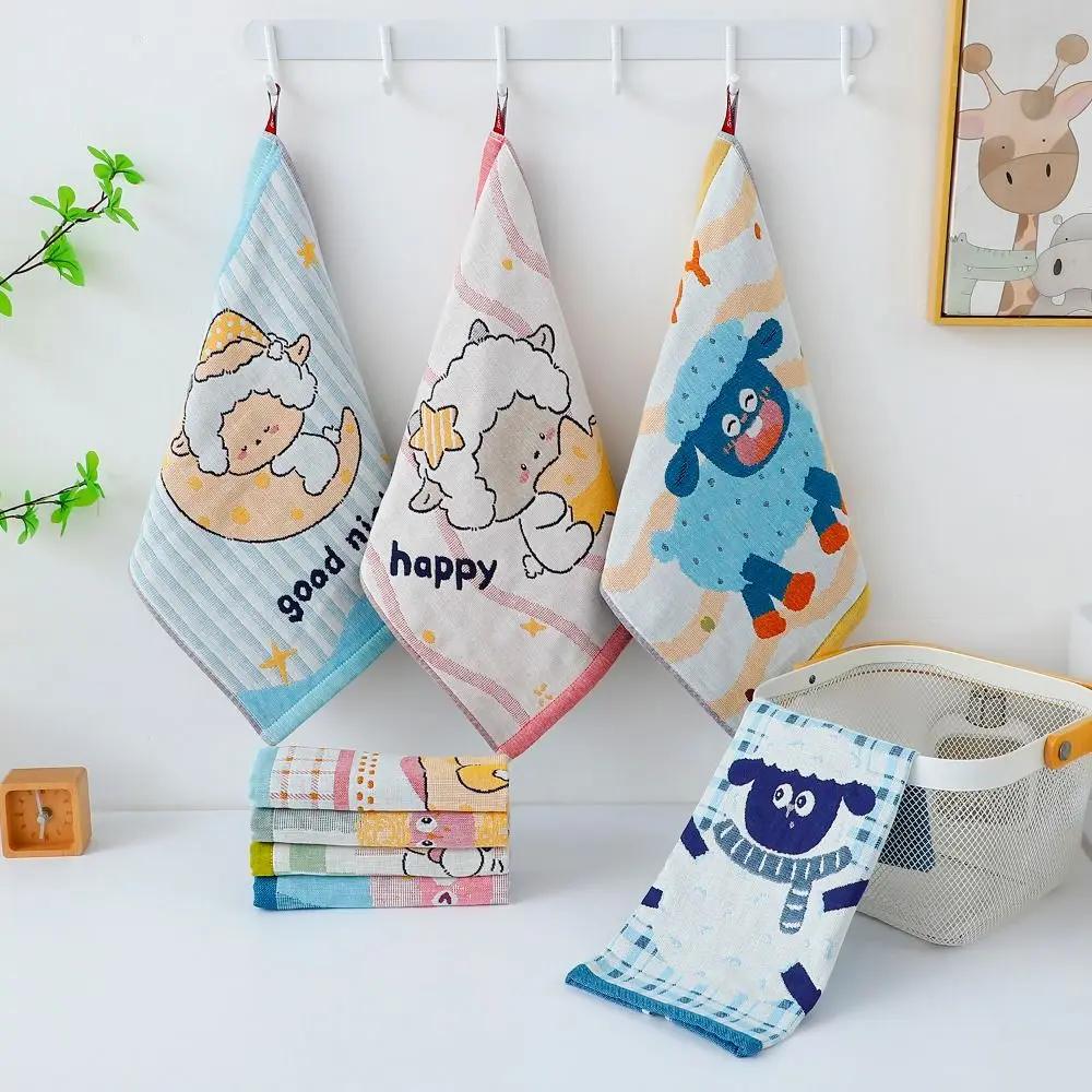 High Quality 34*40cm Large Hand Towel 4 Layer Cotton Gauze Decorative Tea Towel Quick Dry Cartoon Washcloths for Home Restaurant