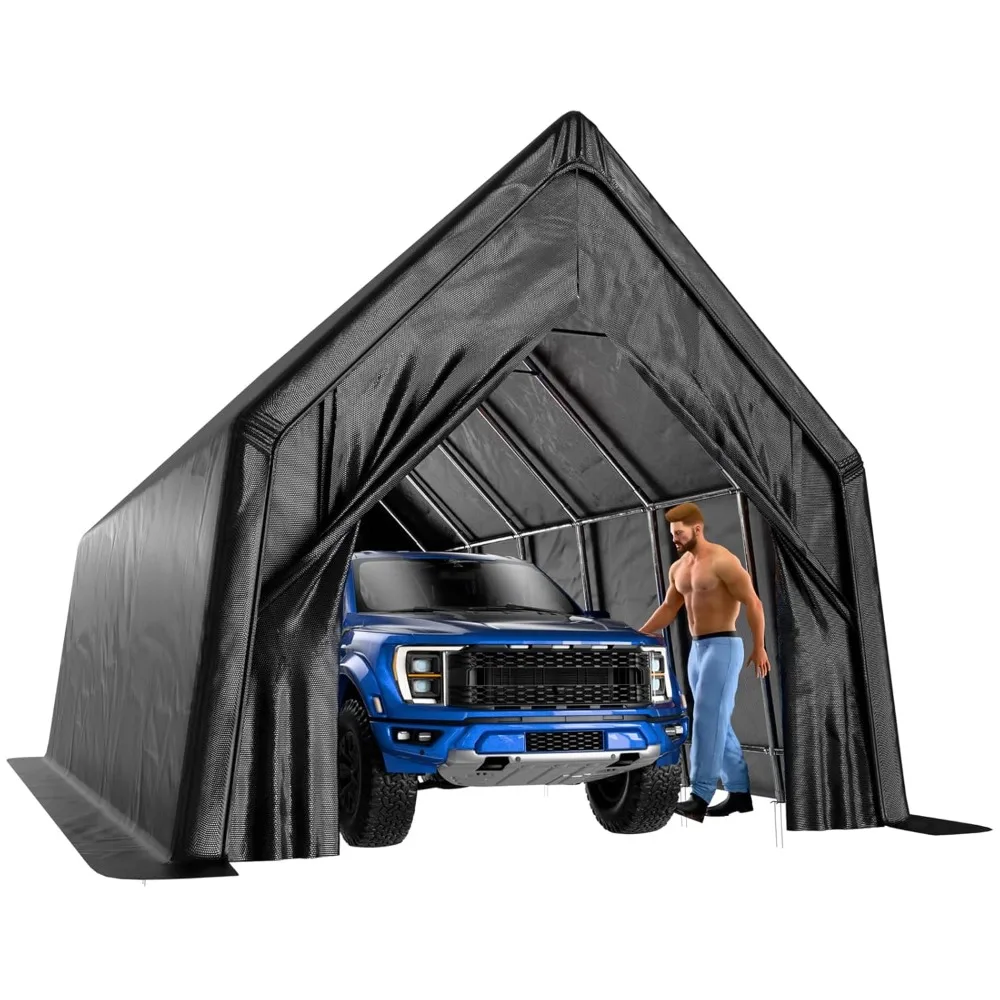 

Portable Garage 13x24 Ft Heavy-duty - Reinforced A-frame Metal Structure, Zipper Door