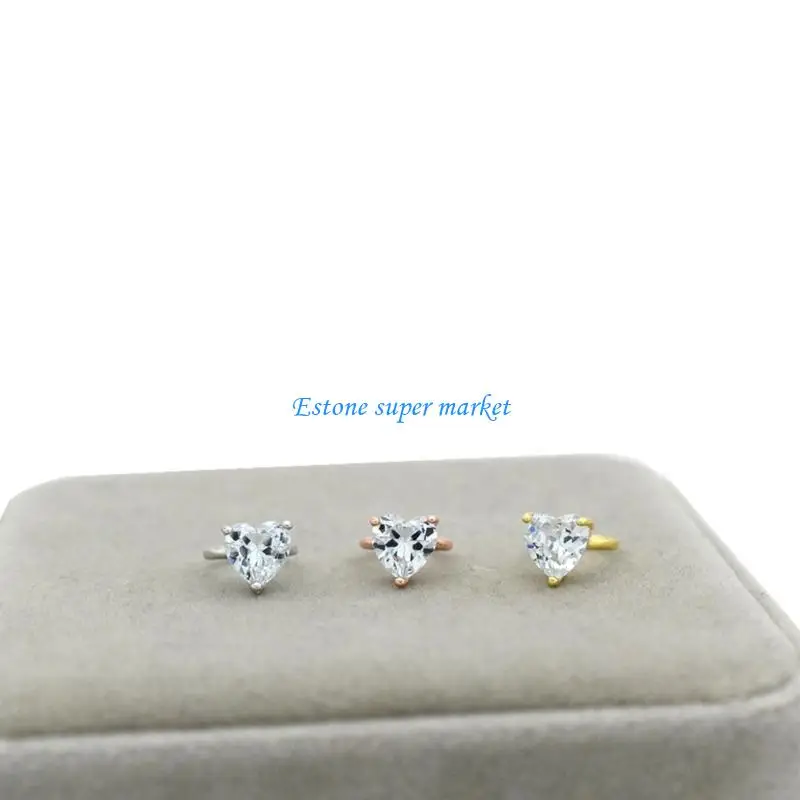090B 1Pc Newborns Photography Props Silver Plated Baby Rings Heart-shape Rhinestoned Rings for Growth Record Photos Taking