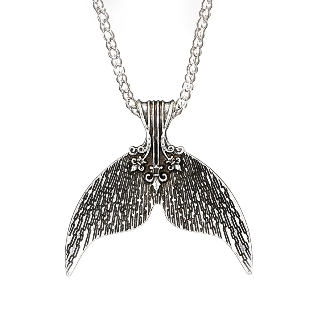 Mermaid Tail Necklace Silver Color Anti-Rust Corrosion Resistant Comfortable Lightweight Beach Jewelry Women Mermaid Pendant
