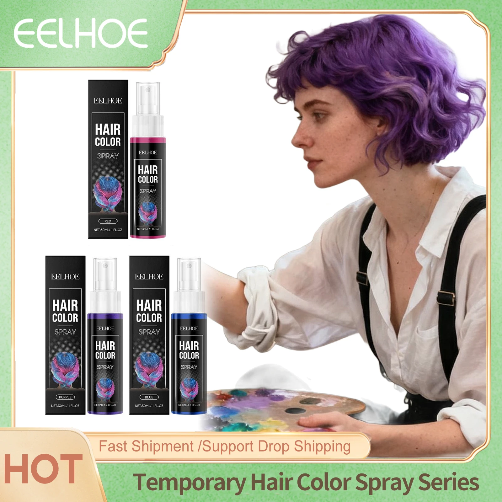 

Eelhoe Temporary Hair Color Spray Series Glamour Hair Makeup Family Party Celebration Cosplay Styling Colorful Hair Dye Sprays