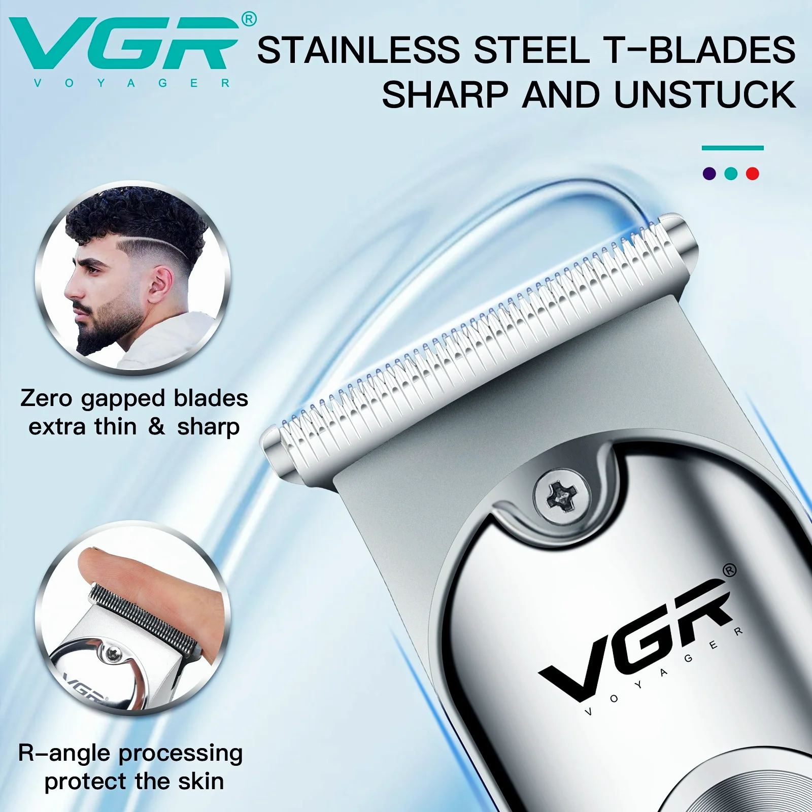 VGR Hair Cutting Machine Cordless Hair Trimmer Professional Hair Clipper Electric Haircut Machine T-Blade Clipper for Men V-071 image 3