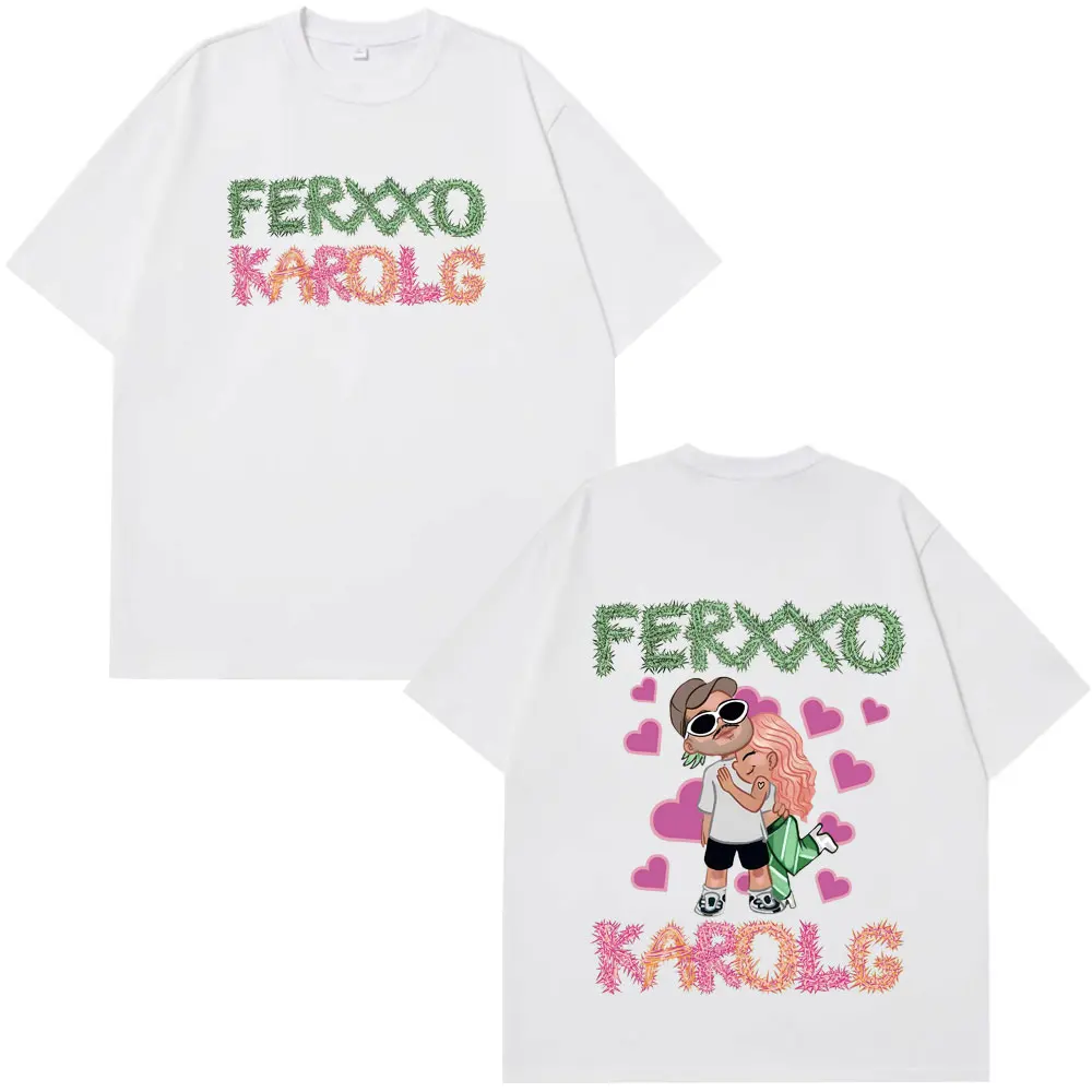 Karol G Feid Ferxxo T-shirts imprimés populaires hommes femmes mode été à manches courtes 100_ coton ample décontracté Hip-hop T-shirt surdimensionné