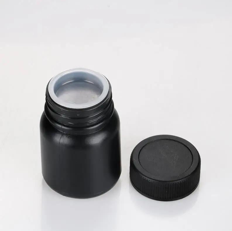 50ml / 50g Thick Black HDPE Bottle, plastic bottle, 50g wide mouth black plastic round bottles ni01