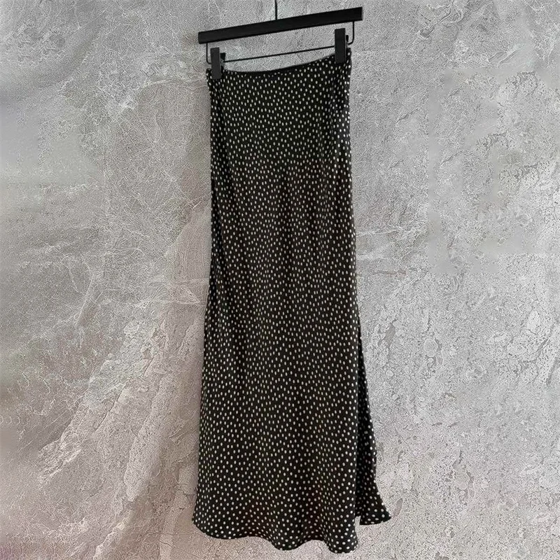 

Women's skirt New round dot printed fishtail skirt for summer 2025 Silk blend long skirt Elastic waist slim women's half skirt