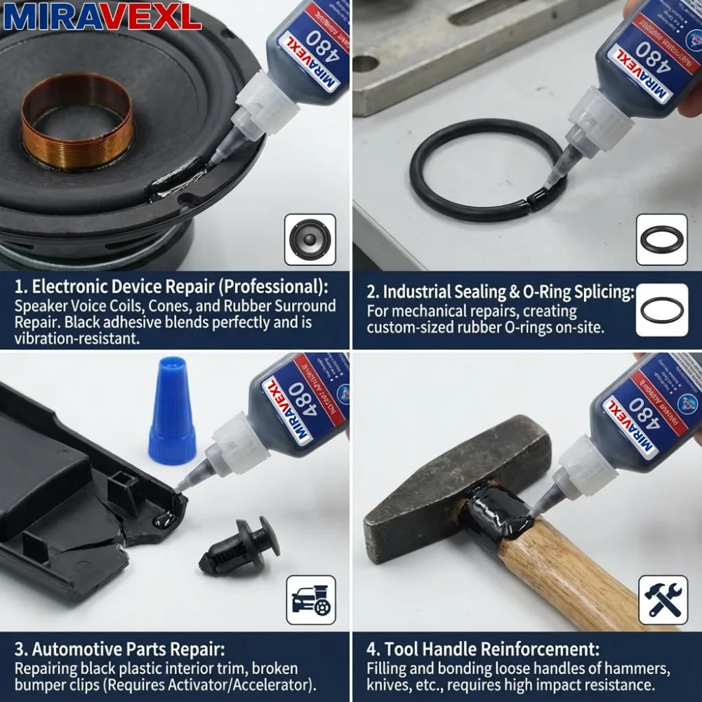 Black Instant Adhesive 480 SuperGlue High Strength Fast Curing Tough Rubber Bond Cyanoacrylate For Metal Plastic Wood Car Repair view 4