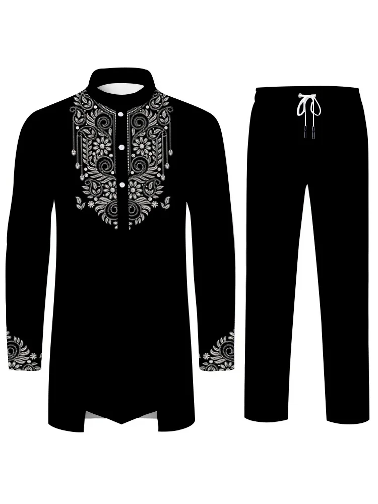 Fashion Men's Suit Elegant and Gorgeous 3D Technical Printed Patterns Middle East Islamic Clothing Muslim Two Piece Suit