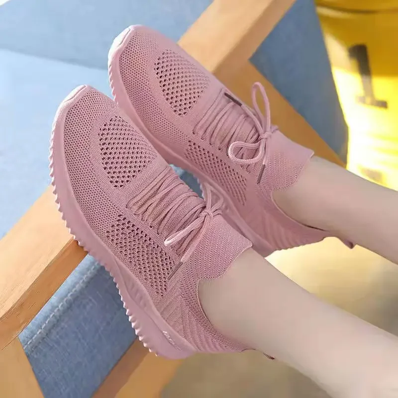 Fashion Sport Shoes for Women Casual Breathable Running Platform Sneakers Woman Pink Vulcanize Mesh Shoes Chunky Sneakers 2024