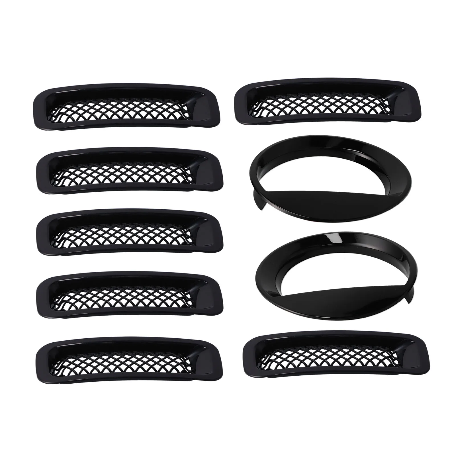 Front Mesh Grille Inserts Headlight Trim Rings Kit Decoration Fit for Jeep Patriot 2011 2012 2013 2014 2015 2016