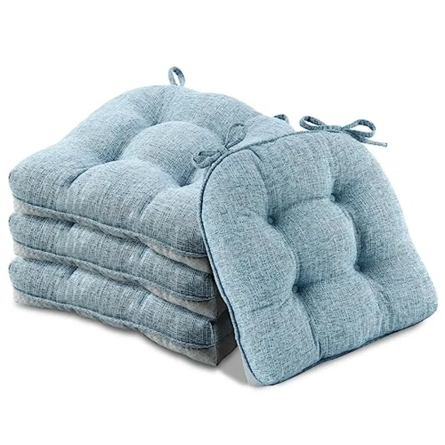 

Подушки для стульев для обеденных стульев. Комплект из 4 подушек для стула с завязками и нескользящей подложкой. Подушки для стула с тафтингом 15,5 x 15,5 дюймов для D.