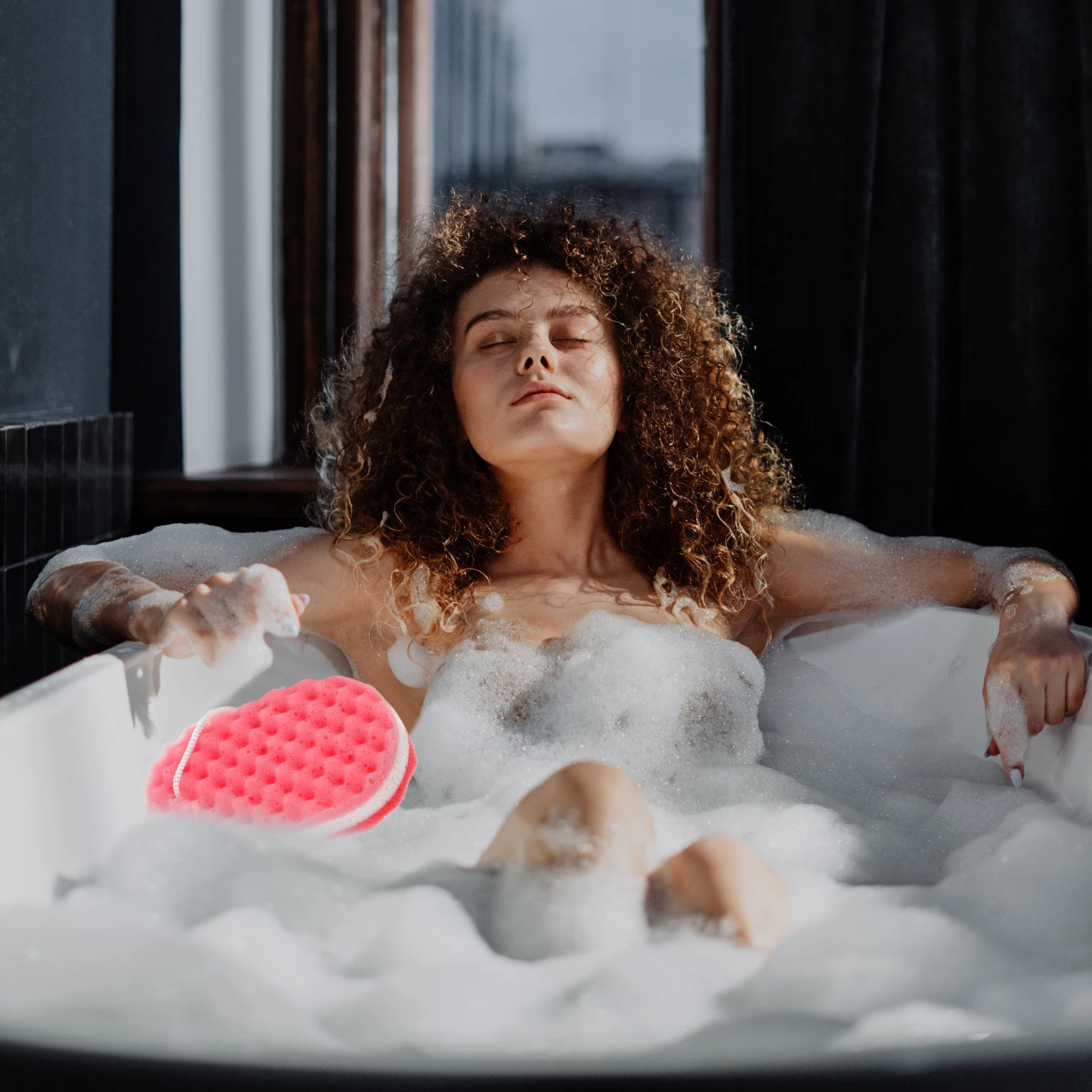 3 قطعة إسفنجة حمام طويلة الأمد مقشر دش أجهزة غسل الجسم مع حبل معلق للبشرة اللطيفة تدليك دش الإسفنج