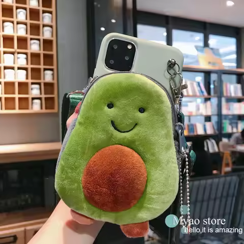For Samsung Galaxy A53 A52 A73 A72 A13 A23 A33 A12 A22 A32 A02 A31 A41 A51 A71 A21S Avocado Wallet Crossbody Strap Phone Case