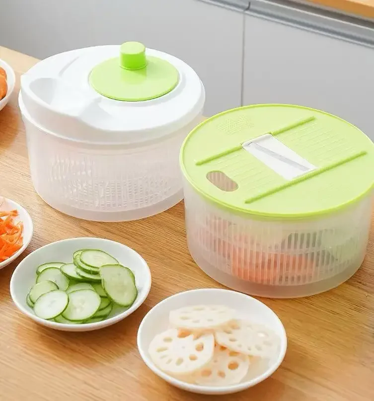 

Hand cranked spin dryer kitchen salad vegetable dehydrator 2 in 1 device for washing and cutting vegetables with draining basket