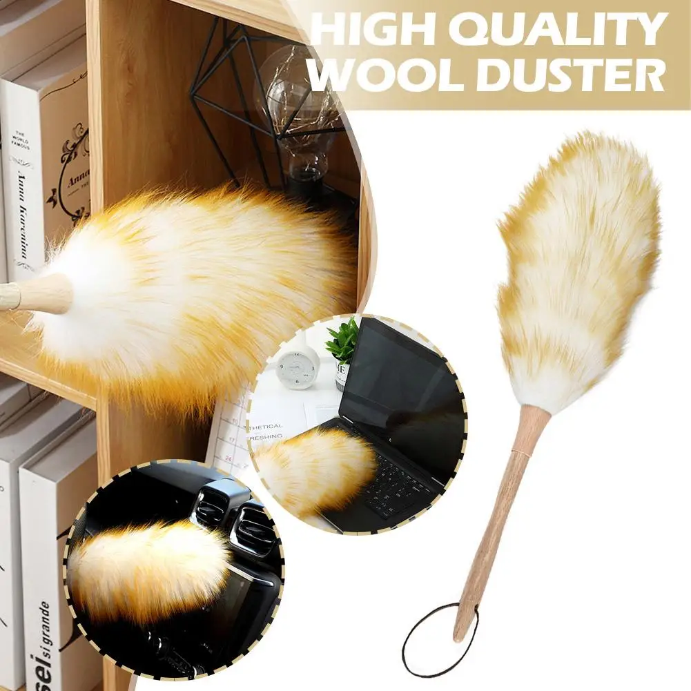 High Quality Wool Duster Anti-static Lambswool Feather Lambswool Dusting Duster Brush Household Mites Soft Furniture Dust B F9l4