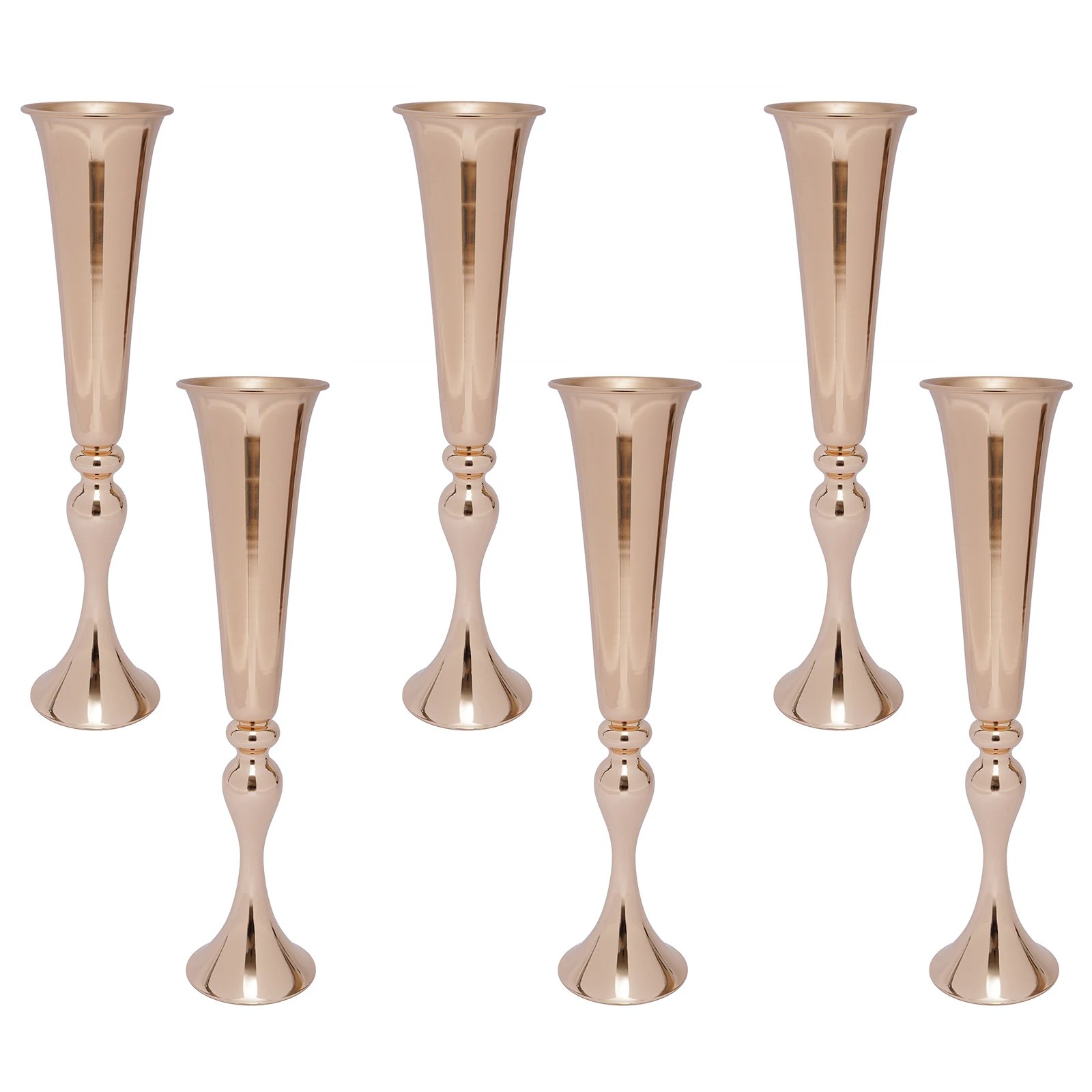 6 PCS Delmonta 22 2 Height Trumpet Vases Wedding Centerpieces Metal Trumpet Table Vas