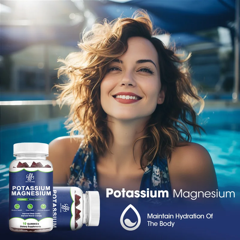 Potassium Magnesium Gummies Relieve Twitches Muscle Cramps Regulate Sleep Quality, Calm Mood For Adults