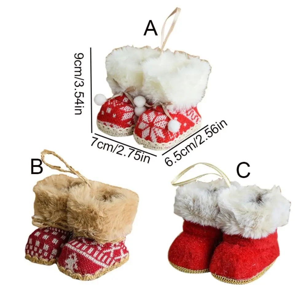 Decorative Christmas Boots Pendant Soft Plush/Cloth Christmas Knitted Shoes Ornament Hanging Boots Shape