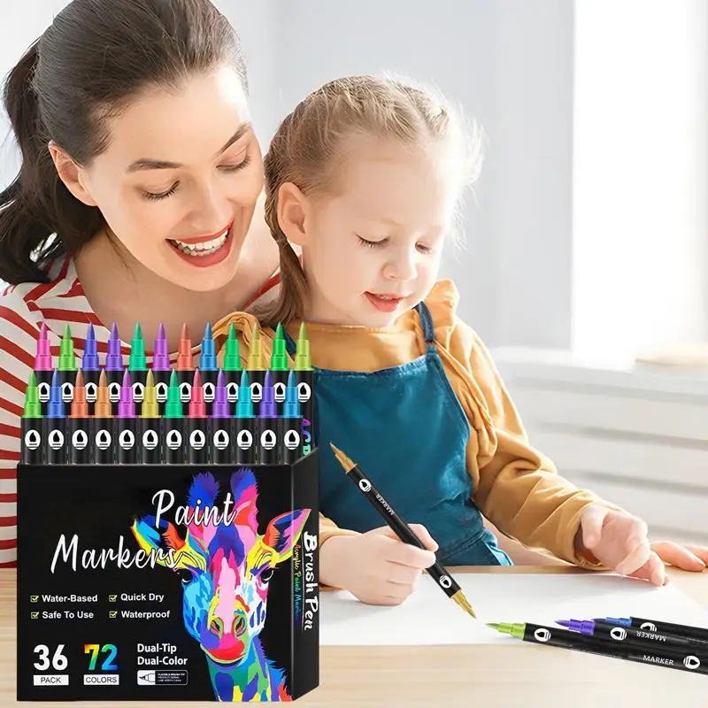 Marcadores de pintura de doble punta, marcadores para diario, marcadores de arte, bolígrafos para niños y adultos, marcadores para dibujar y dibujar para artistas