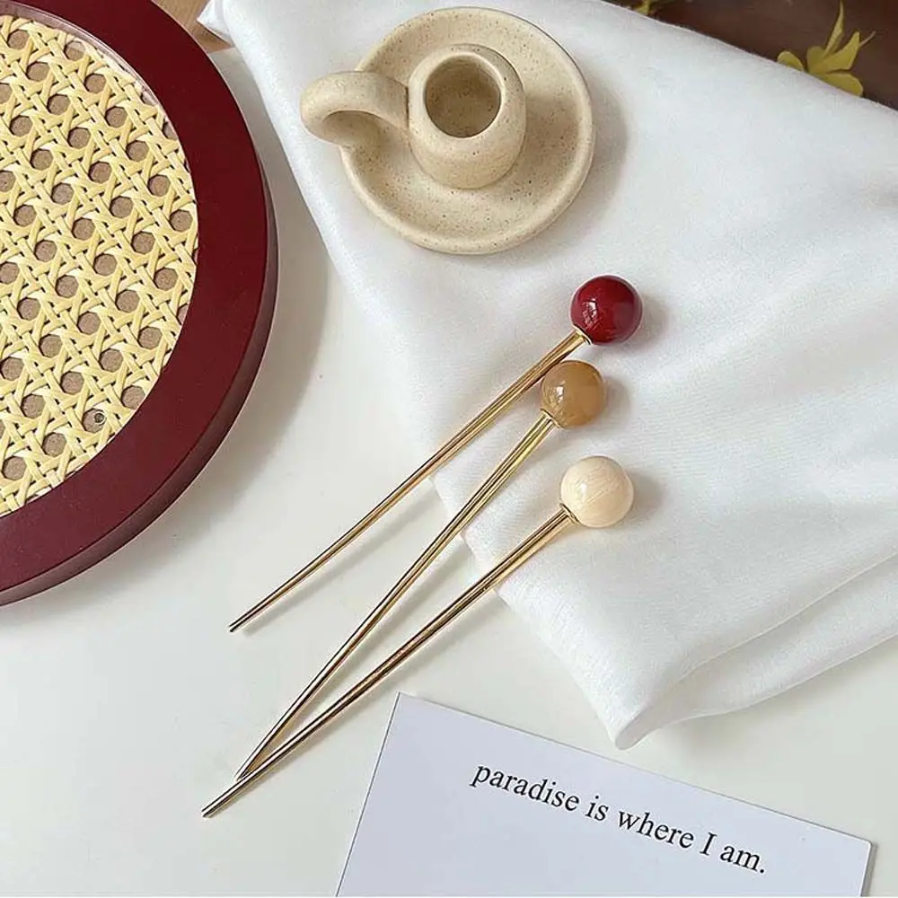 Metal Ball Women Hairpin Metal Hair Sticks Ancient Headwear Chinese Style Headwear Hanfu Hair Sticks Ancient Style Hairpin