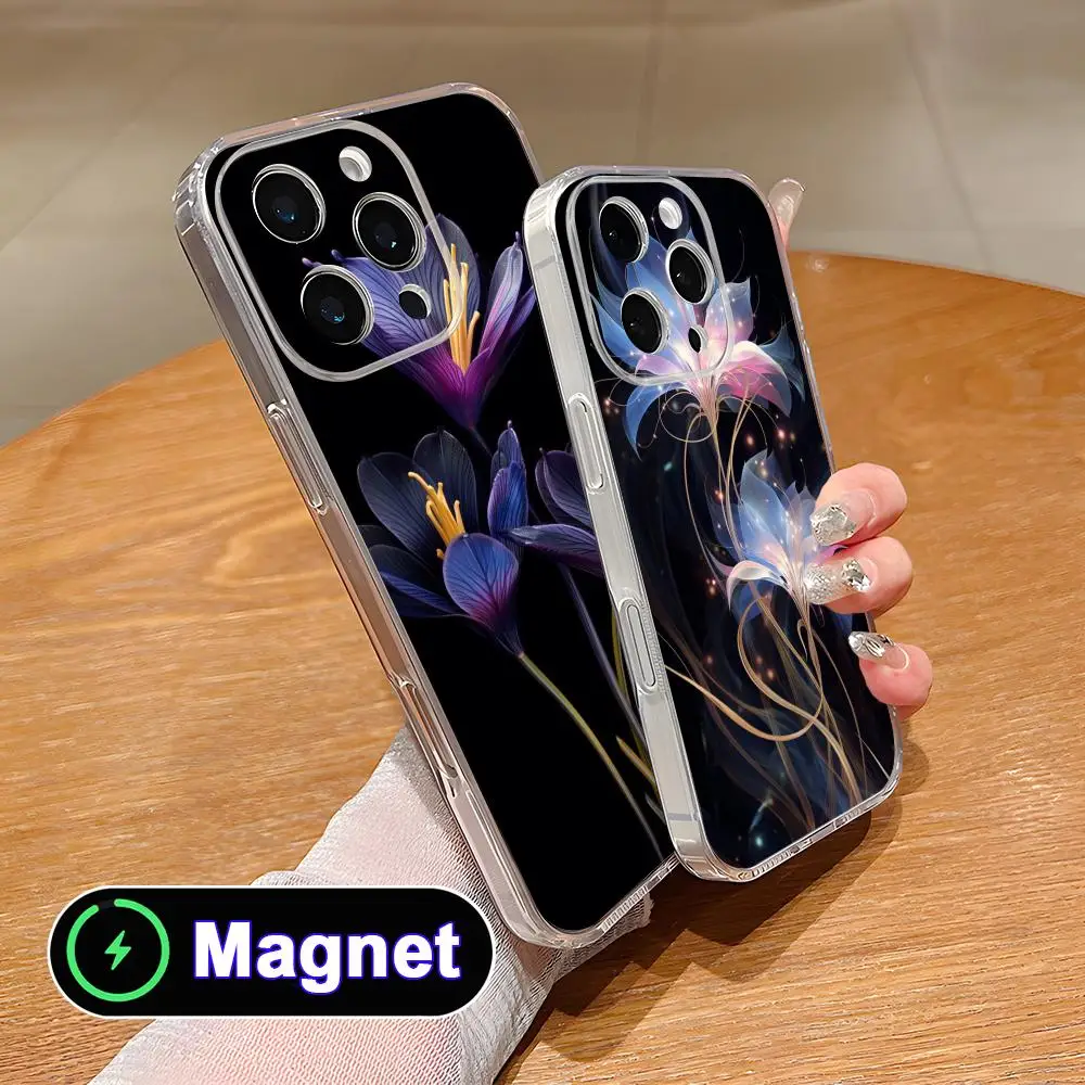 

Lily Flowers Phone Case for iPhone 17 16 15 14 13 12 11 Air Pro Max Plus Mini Soft TPU Clear Magsafe Cover