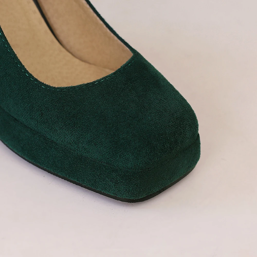 Punk Platform High Heels Women\'s Ankle Strap Mary Janes Shoes Woman Luxury Green Beige block Heeled Party Shoes Chunky Pumps