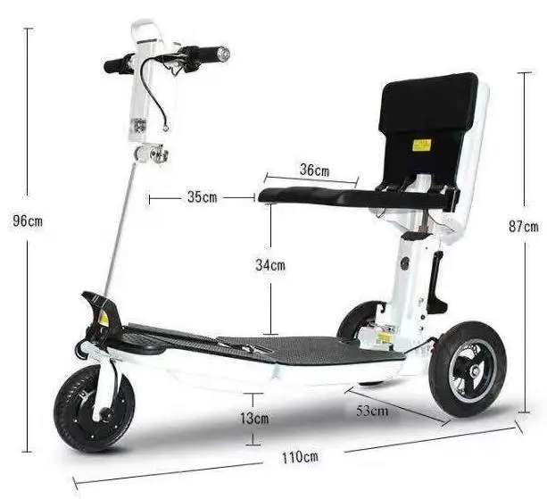 Triciclo elettrico per disabili con Scooter elettrico leggero per adulti pieghevole a 3 ruote