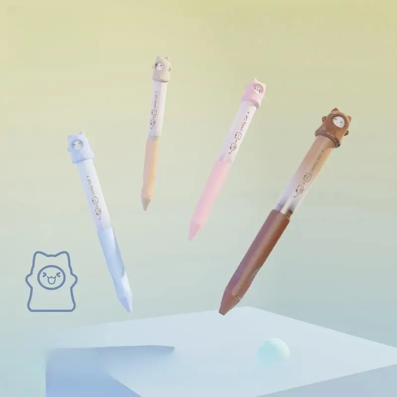 

New 1Pcs School Stationery Creative Cat Rotate Gel Pen 0.5mm Black Writing Pen Rotate To Change Patterns Office Supplies